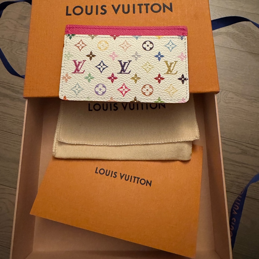 Louis Vuitton x Takashi Murakami White Multicolor Card Holder BRAND NEW